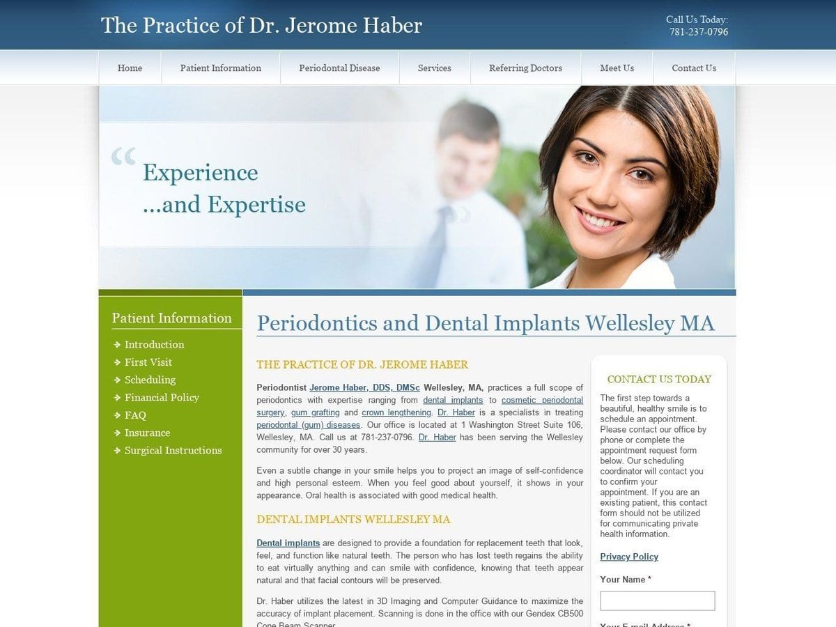 Haber Jerome DDS Website Screenshot from drjeromehaberimplants.com