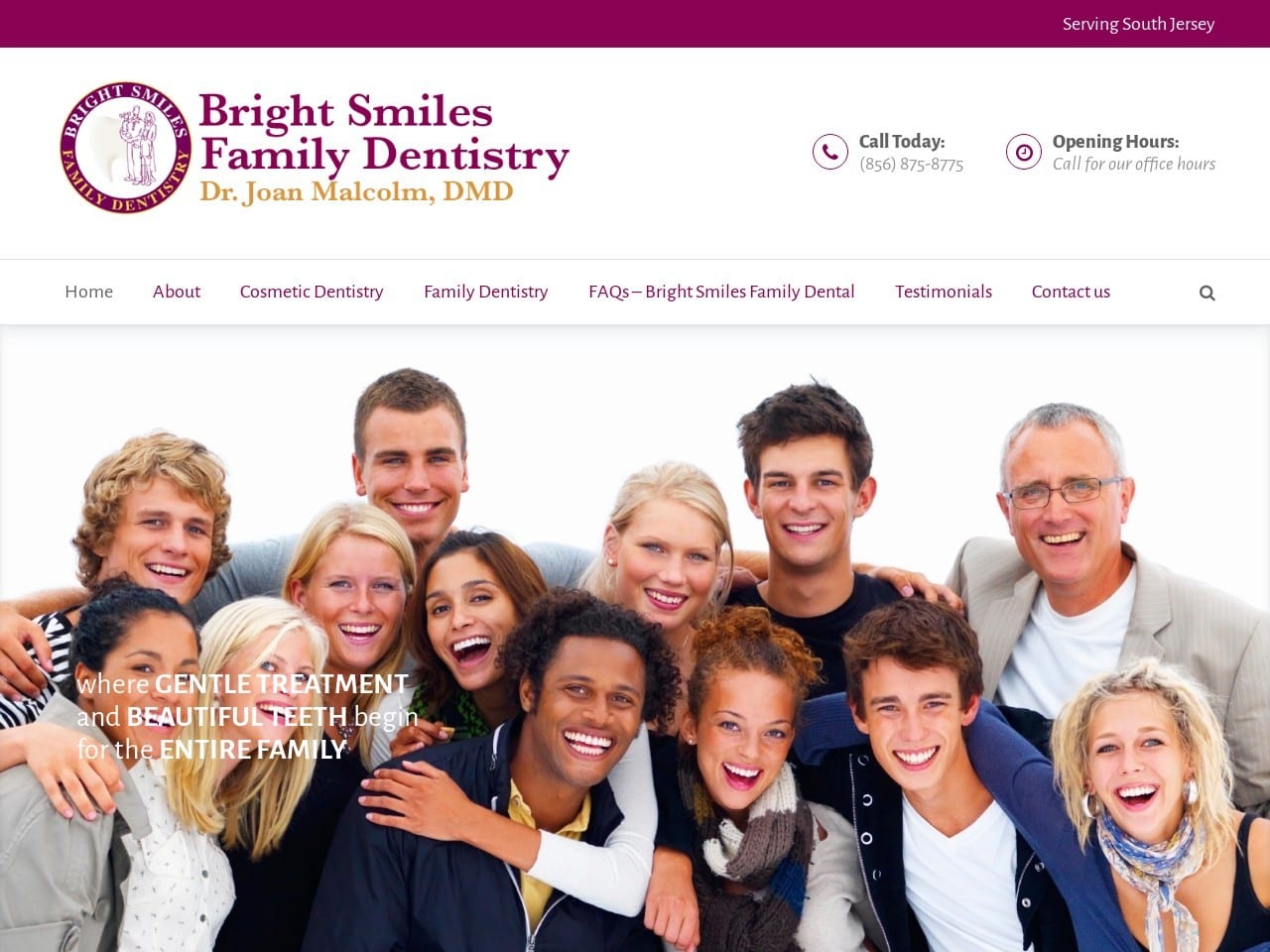 Dr. Joan Malcolm/Bright Smiles Family Dentist Website Screenshot from drjoanmalcolm.com