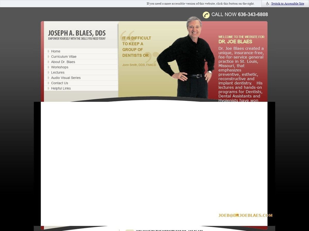 Blaes Joseph DDS Website Screenshot from drjoeblaes.com