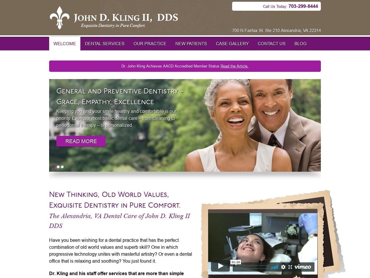John D. Kling II DDS MAGD Website Screenshot from drjohnkling.com
