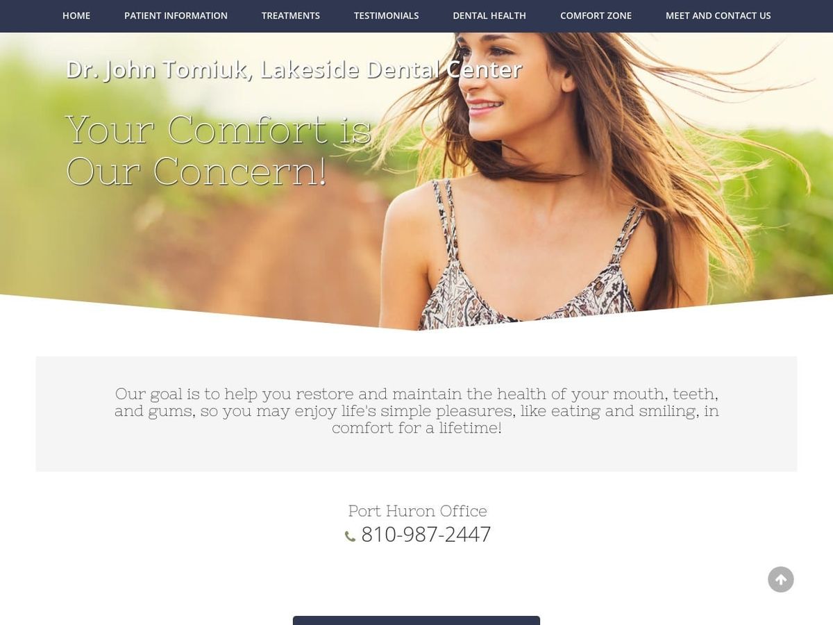 Lakeside Dental Center Website Screenshot from drjohntomiuk.com