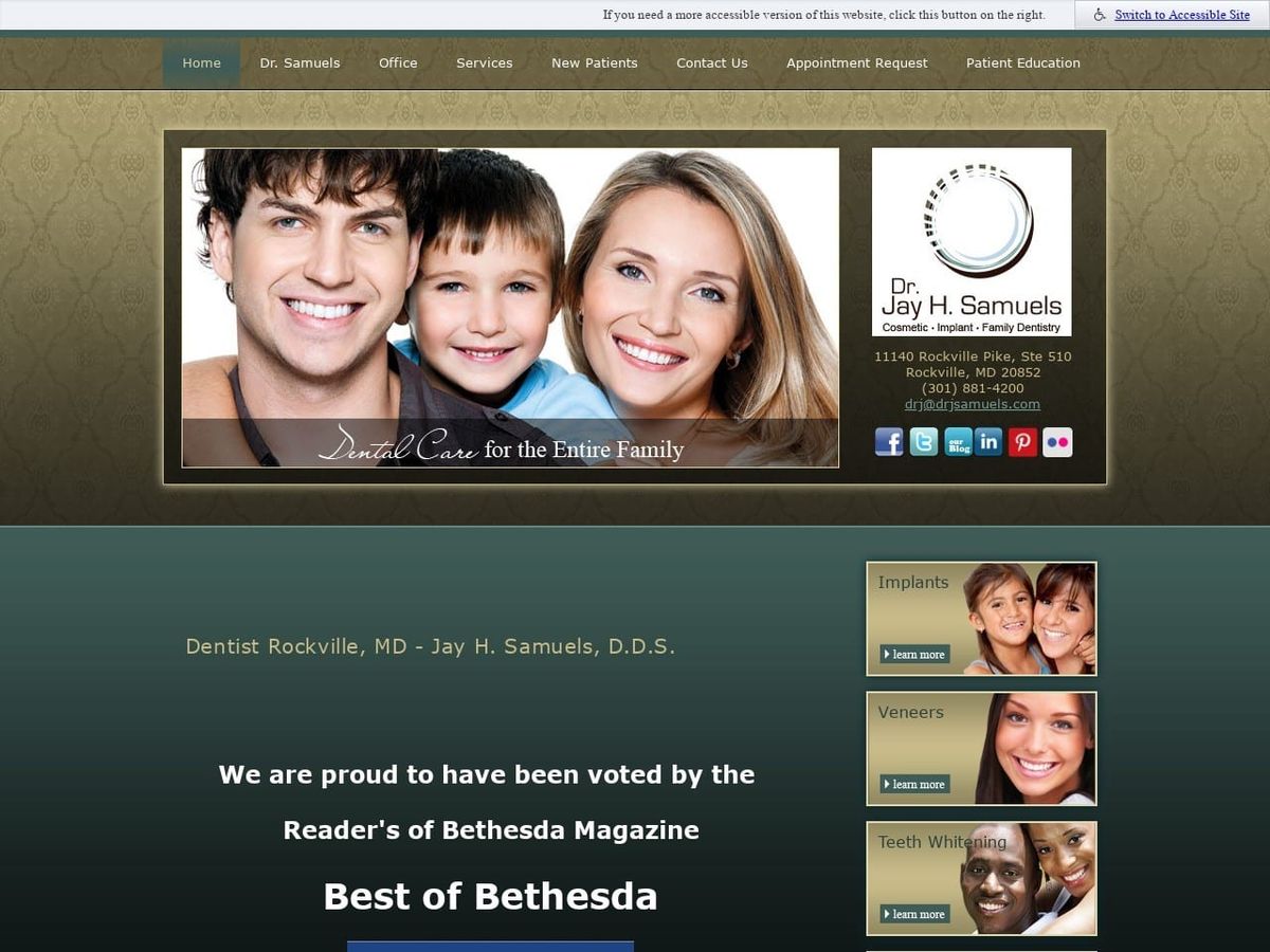 Samuels Jay DDS Website Screenshot from drjsamuels.com