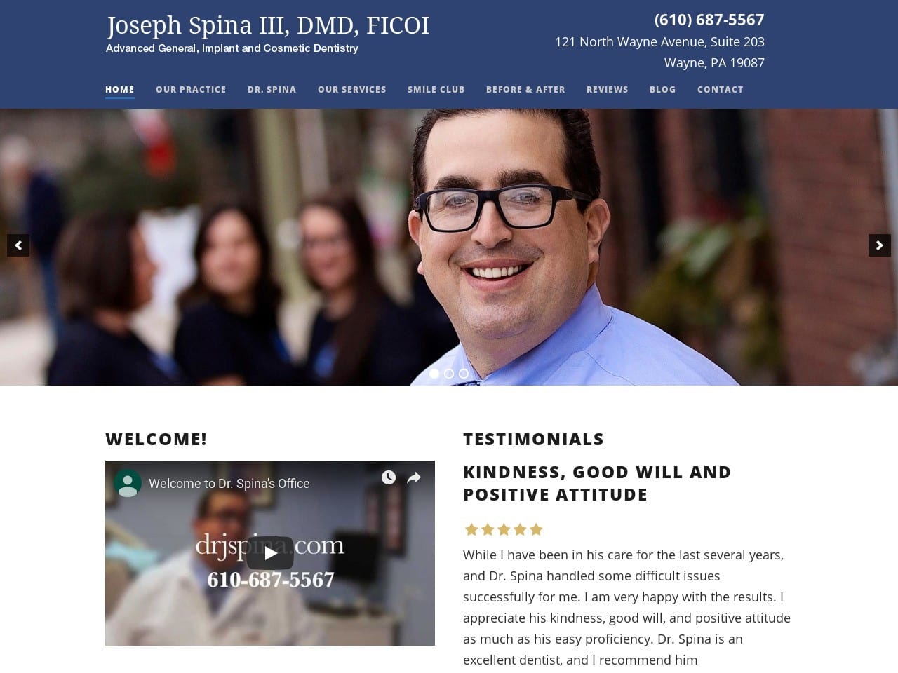 Joseph Spina III DMD Website Screenshot from drjspina.com