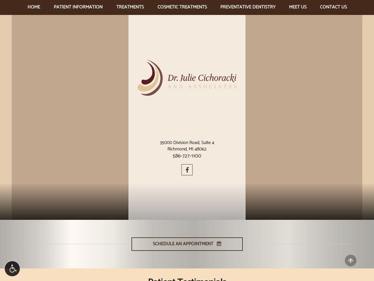 Julie Cichoracki Dentist Website Screenshot from drjuliec.com