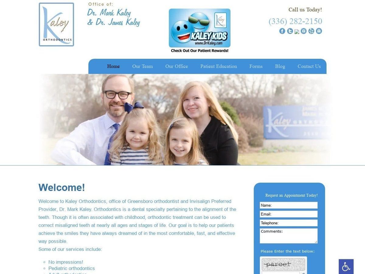 Kaley orthodontics website screenshot from drkaley. Com