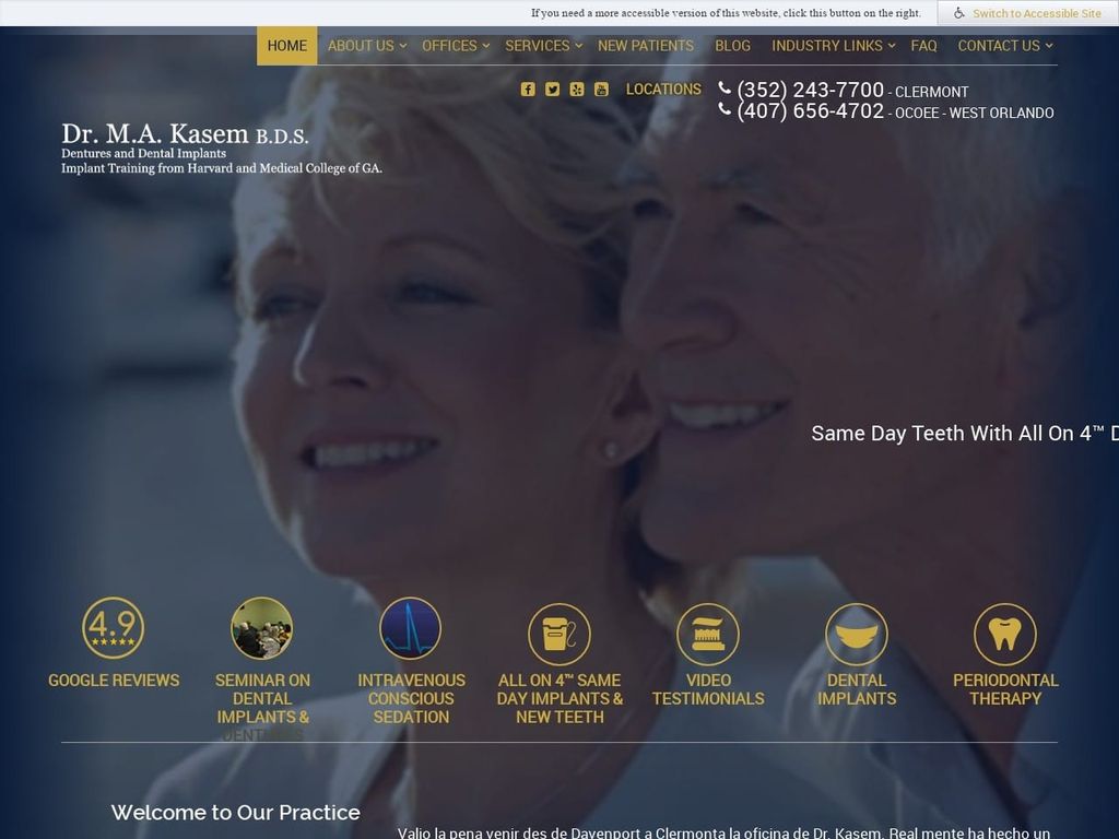 A Dental Center Of Excellence Website Screenshot from drkasem.com