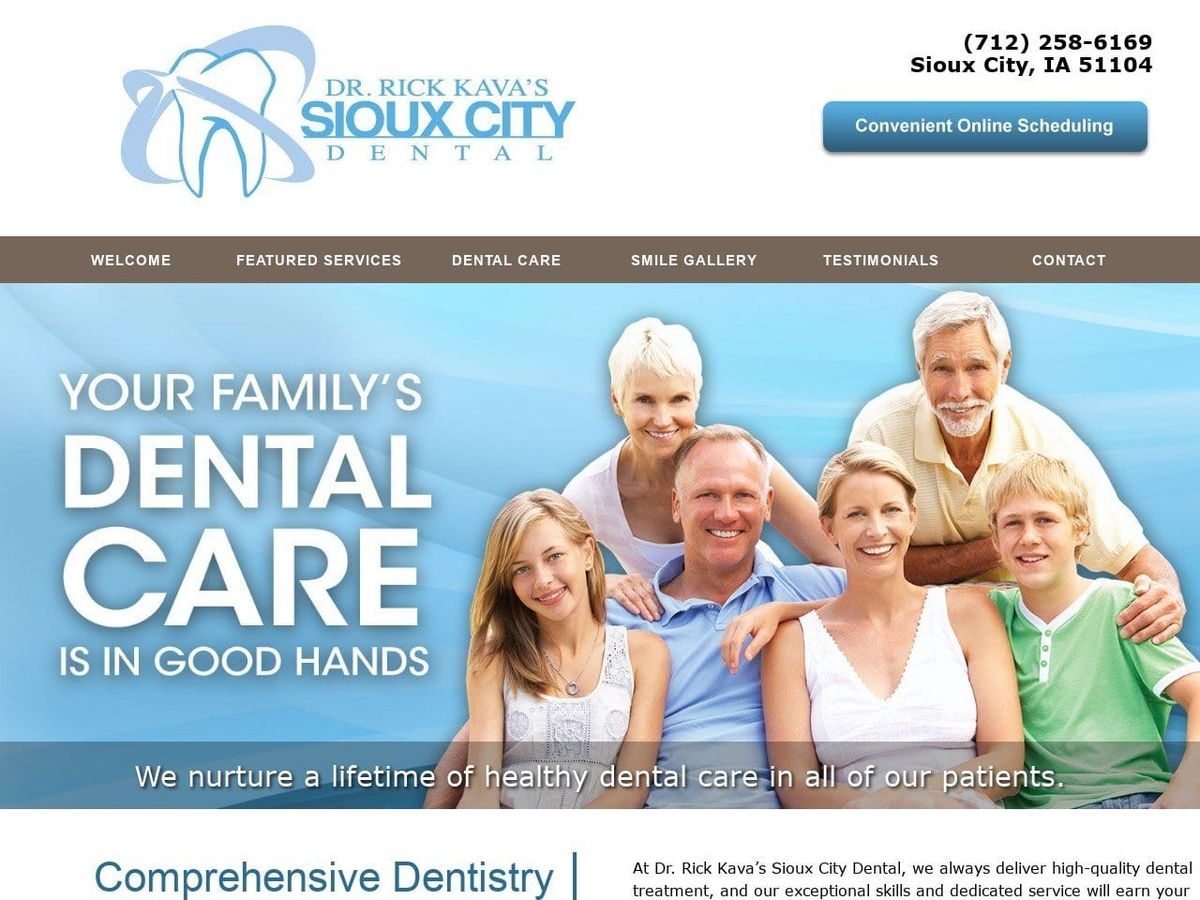 Dr. Rick Kavas Sioux City Dental Website Screenshot from drkava.com