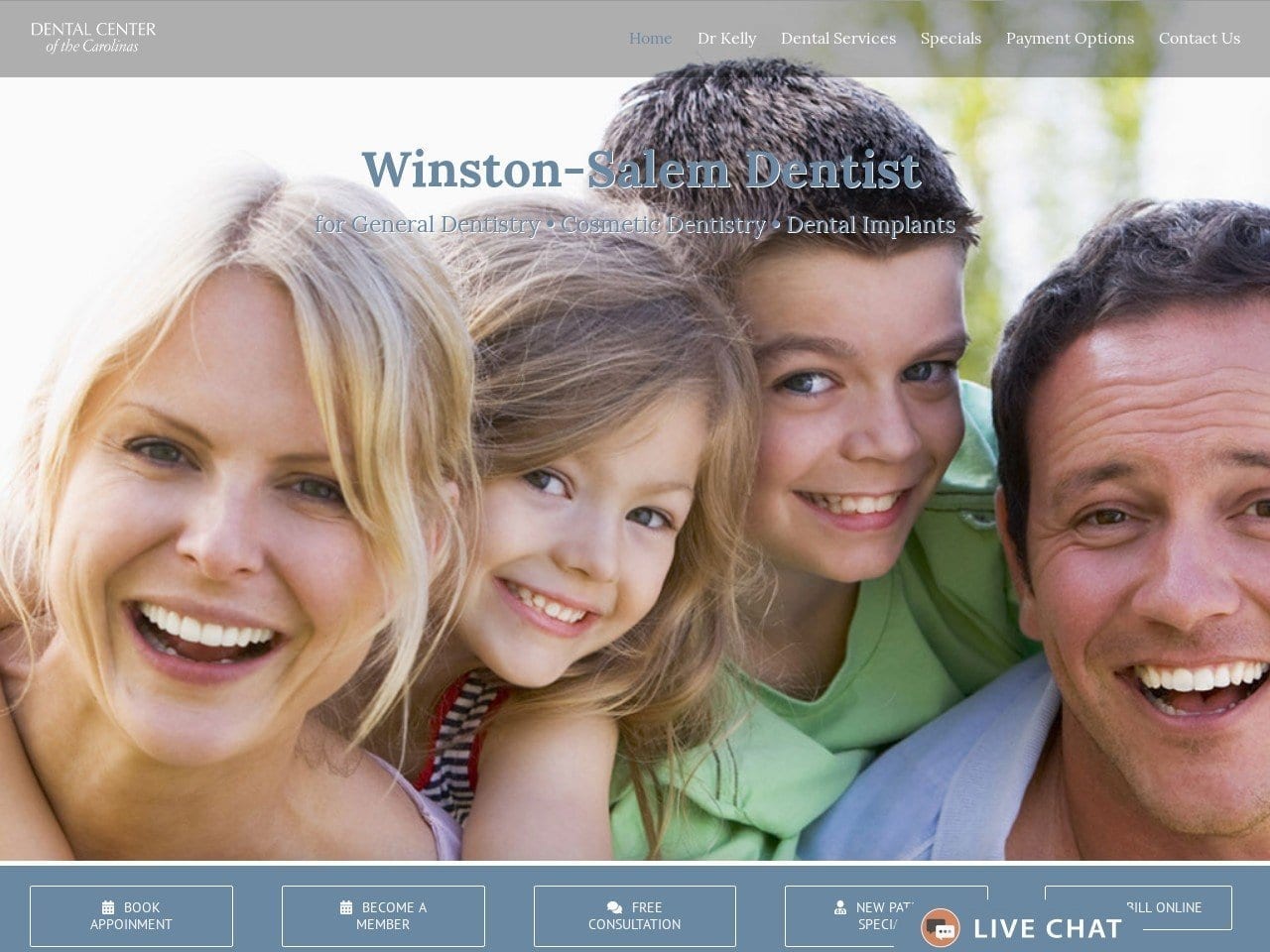 Dental Center of the Carolinas Website Screenshot from drkellysmiles.com