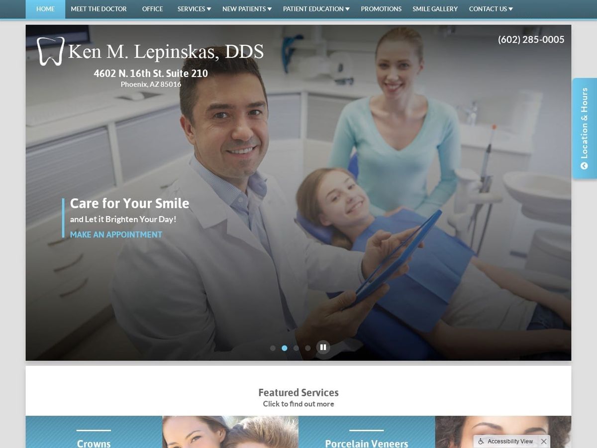 Dr. Ken M. Lepinskas DDS Website Screenshot from drkenlepinskas.com