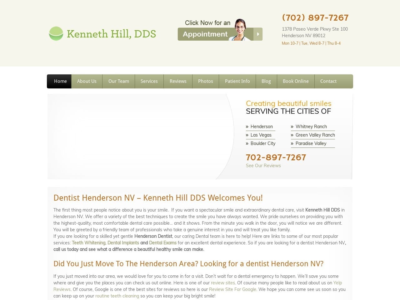 Parkridge Dental Website Screenshot from drkennethhill.com