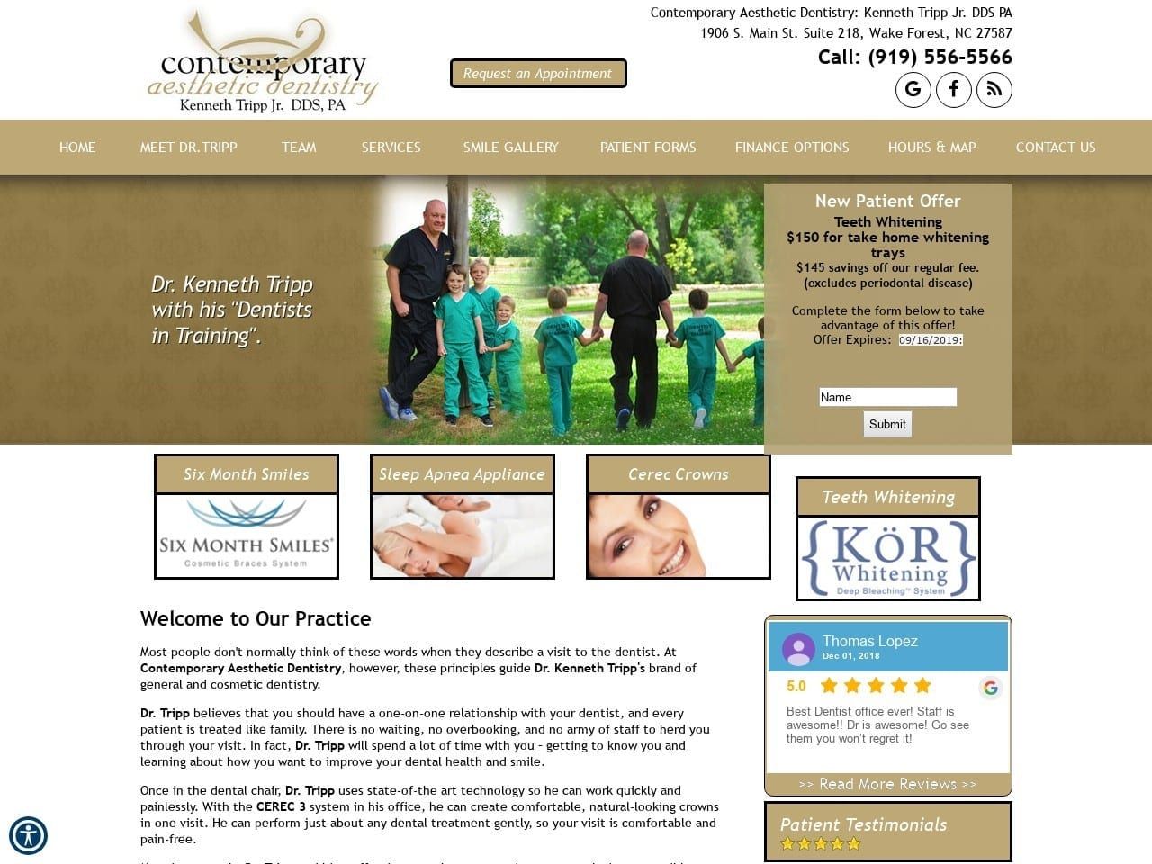 Contemporary Aesthetic Dentistry Kenneth Tripp Jr. Website Screenshot from drkennethtripp.com