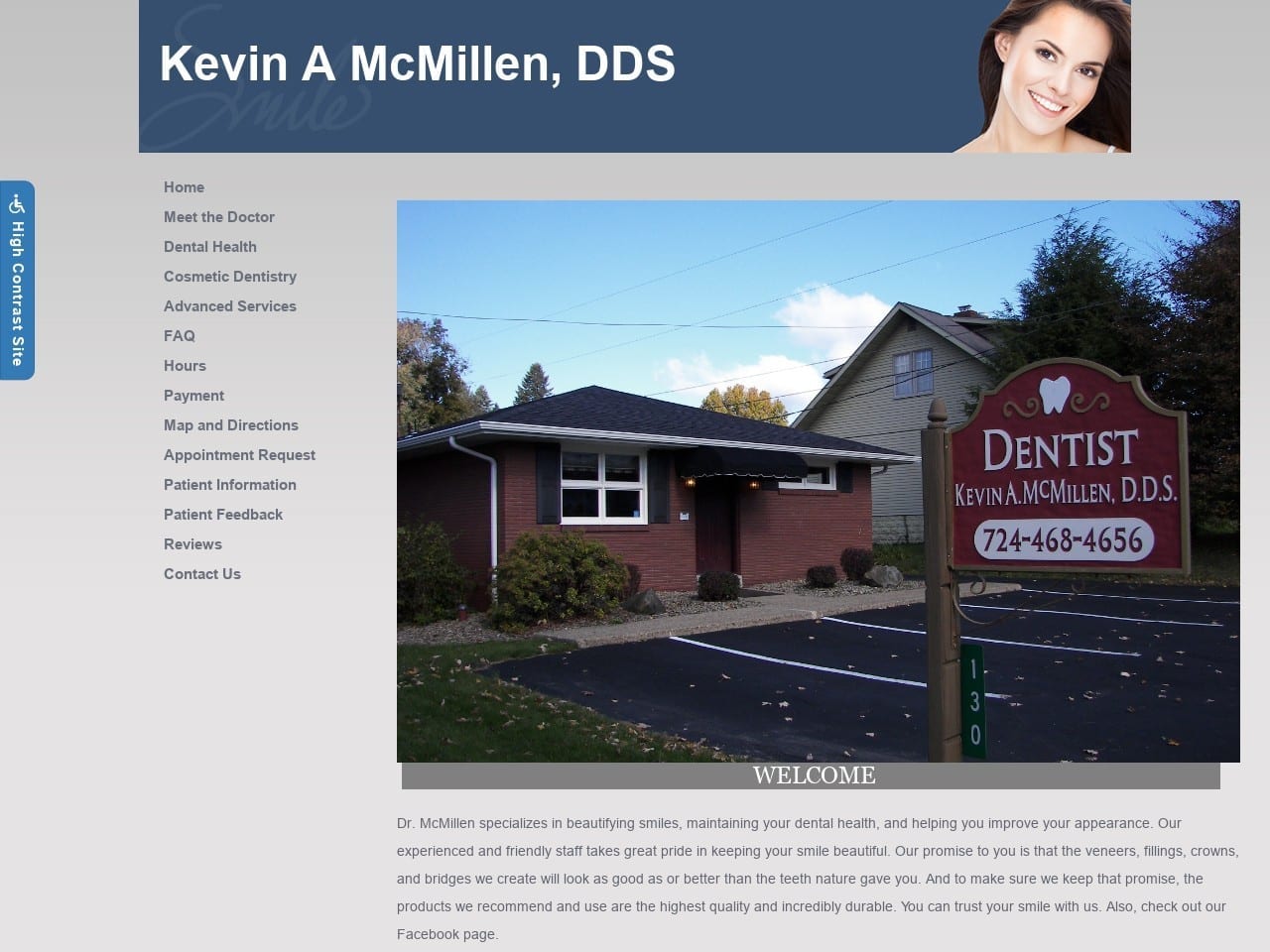 Kevin A McMillen DDS Website Screenshot from drkevinmcmillen.com