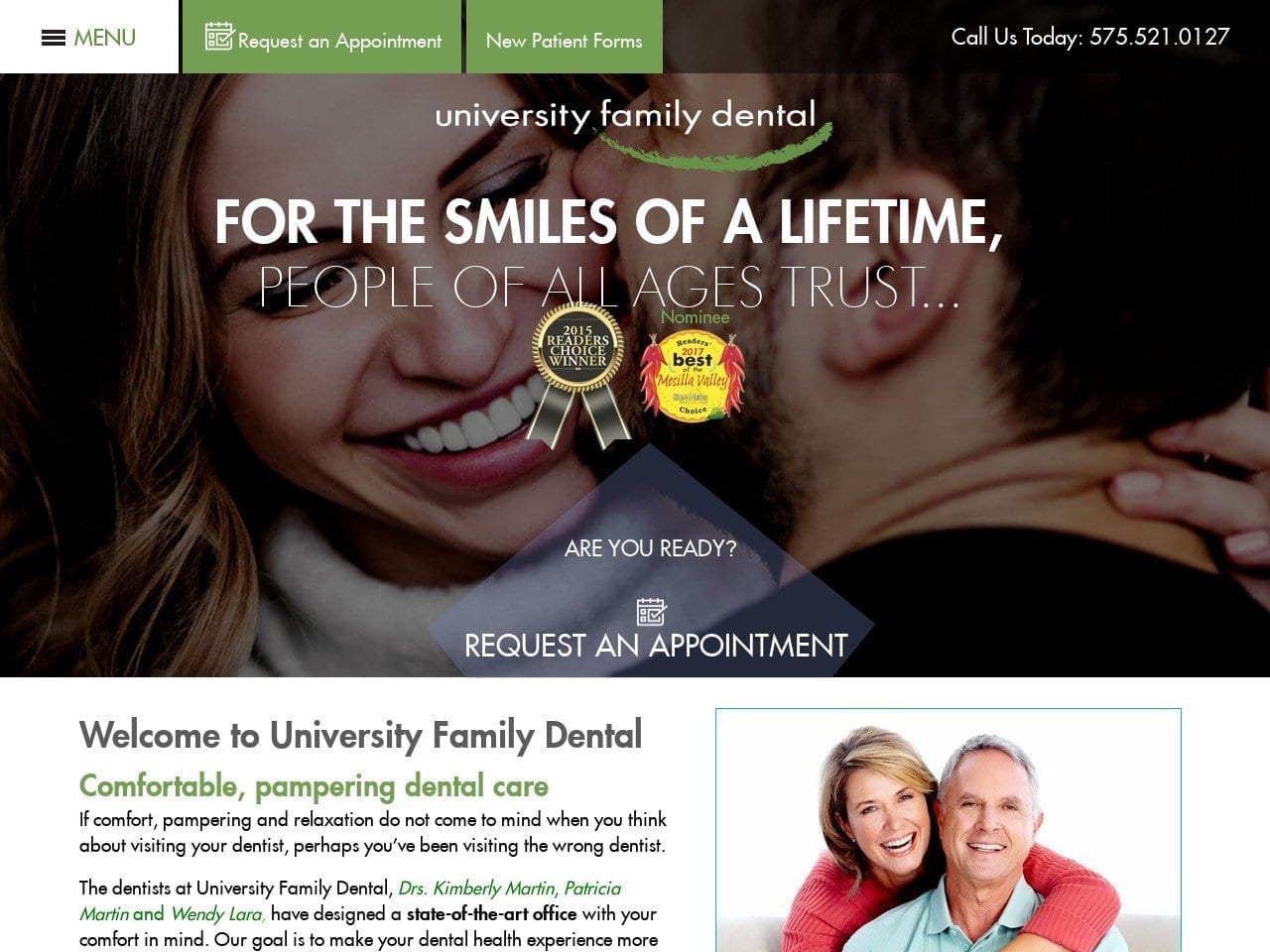 University Family Dental Website Screenshot from drkimmartin.com