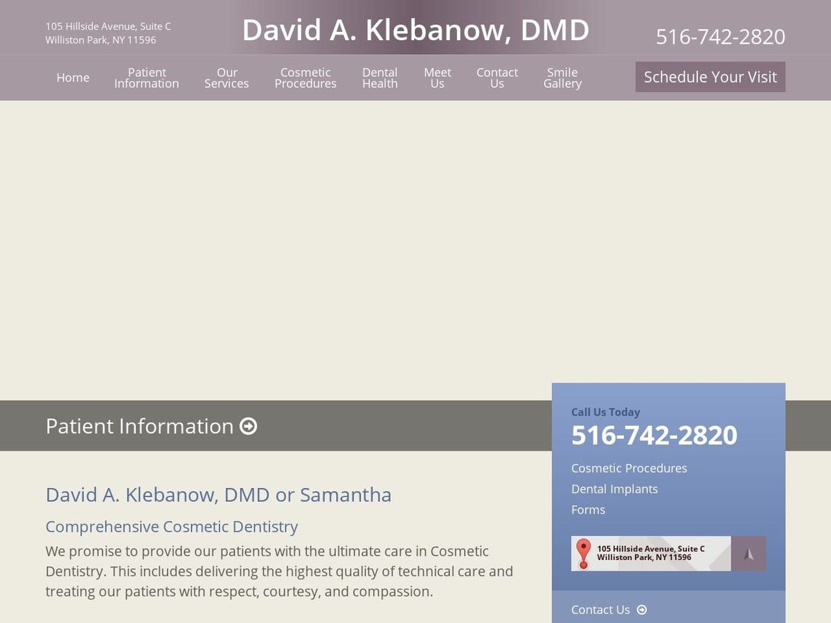 Dr. David A. Klebanow Website Screenshot from drklebanowsmiles.com