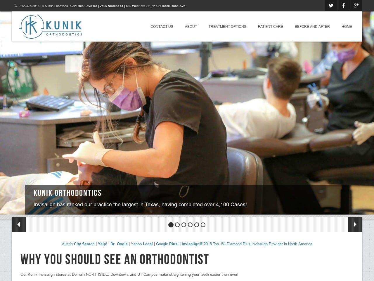 Randy Kunik DDS Orthodontist Website Screenshot from drkunik.com