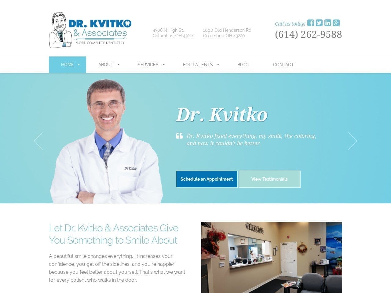 Dr. Kvitko Metnes Dentist Website Screenshot from drkvitko.com