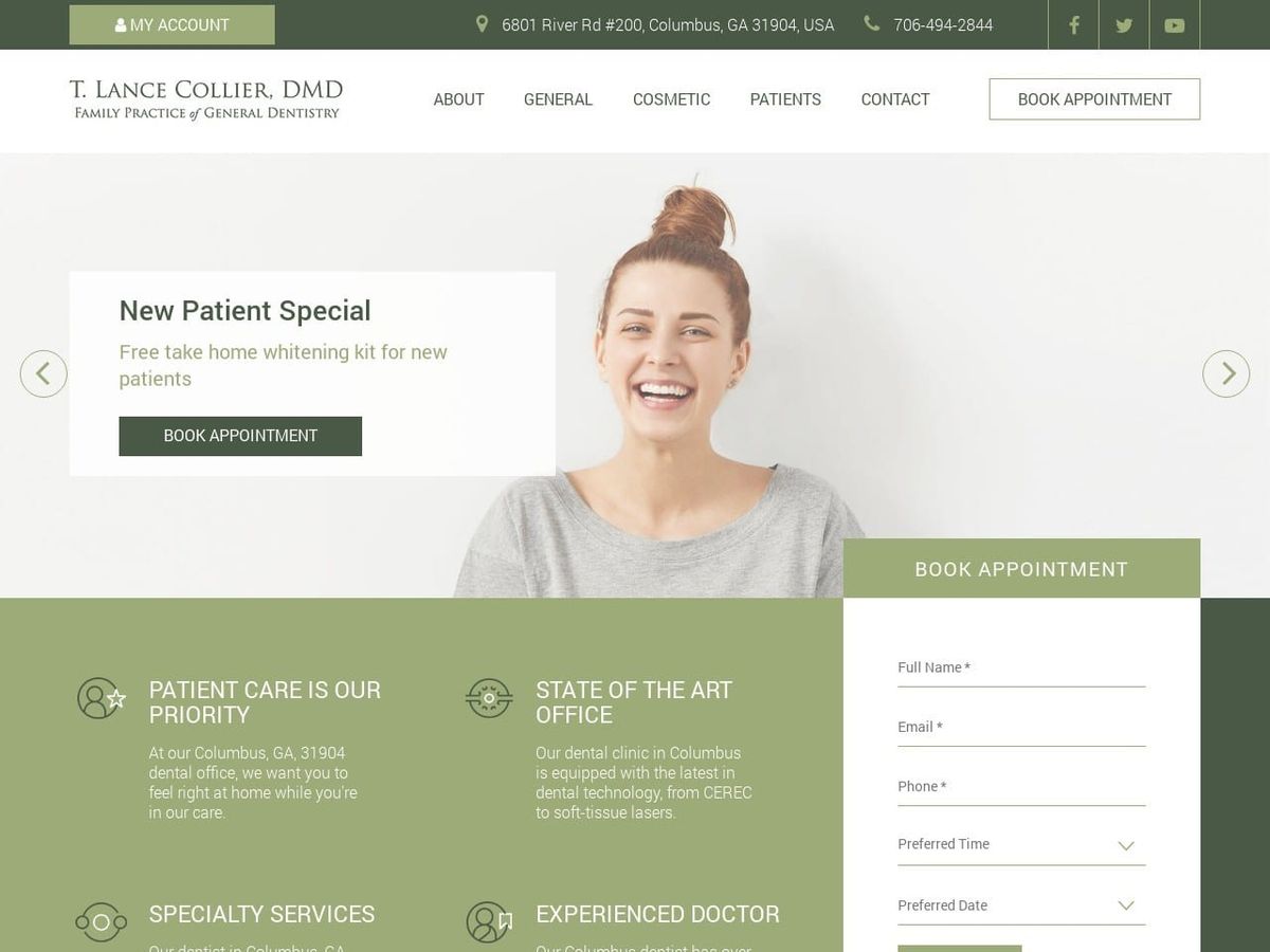 Dr. Taylor L. Collier DMD Website Screenshot from drlancecollier.com