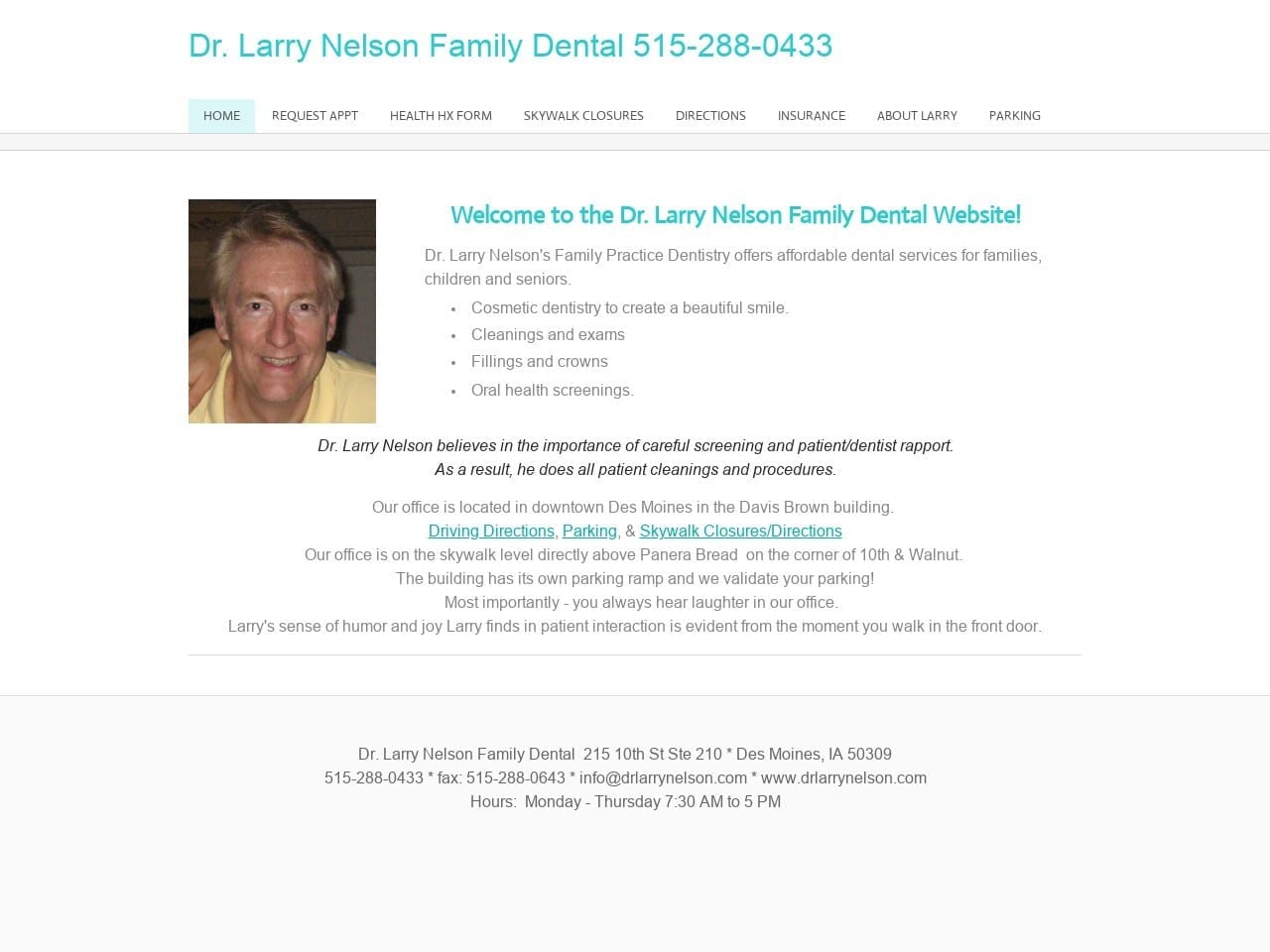 Dr. Larry Nelson DDS Website Screenshot from drlarrynelson.com