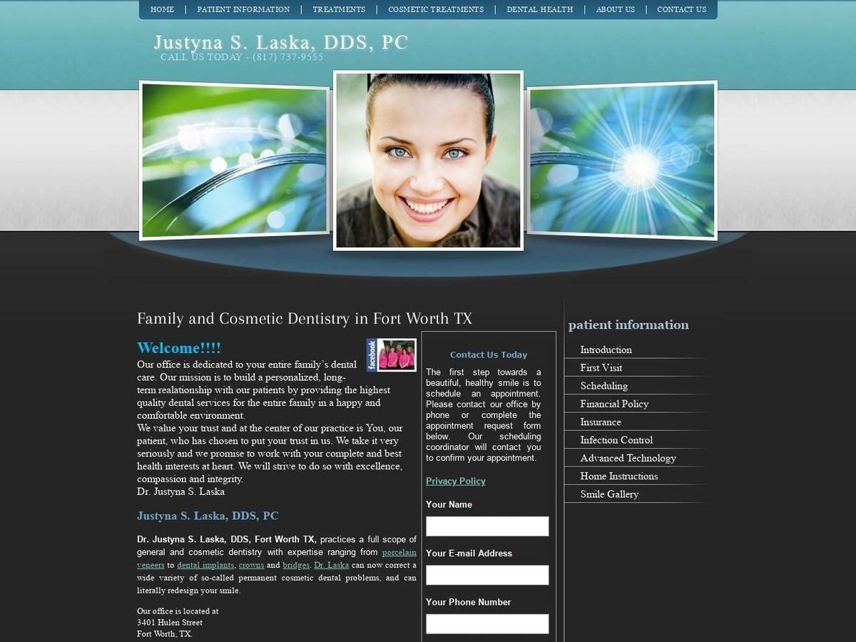 Justyna S Laska DDS Website Screenshot from drlaska.com