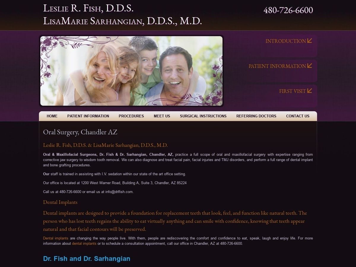 Dr. Leslie R. Fish DDS Website Screenshot from drlfish.com