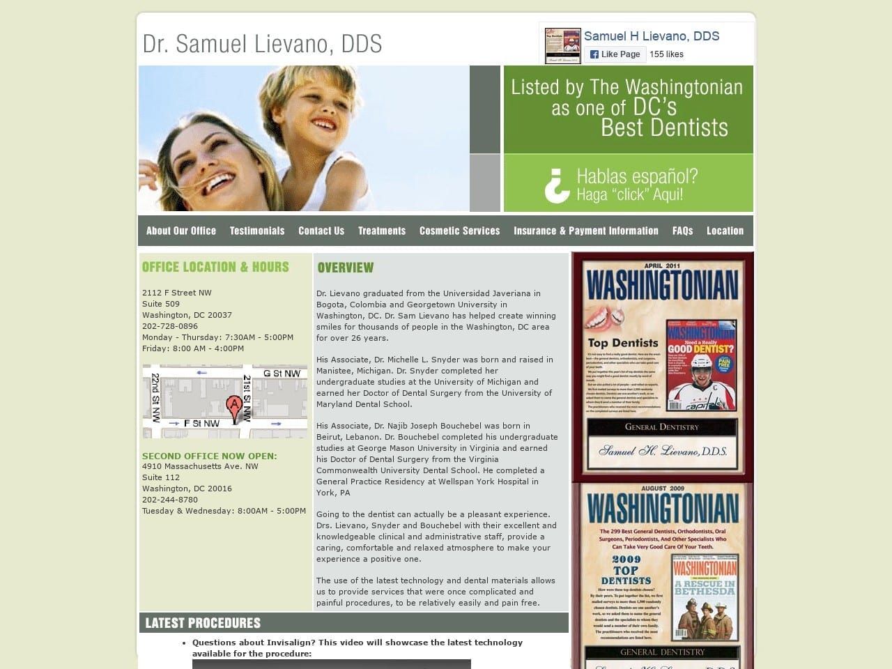 Lievano Samuel H DDS Website Screenshot from drlievano.com