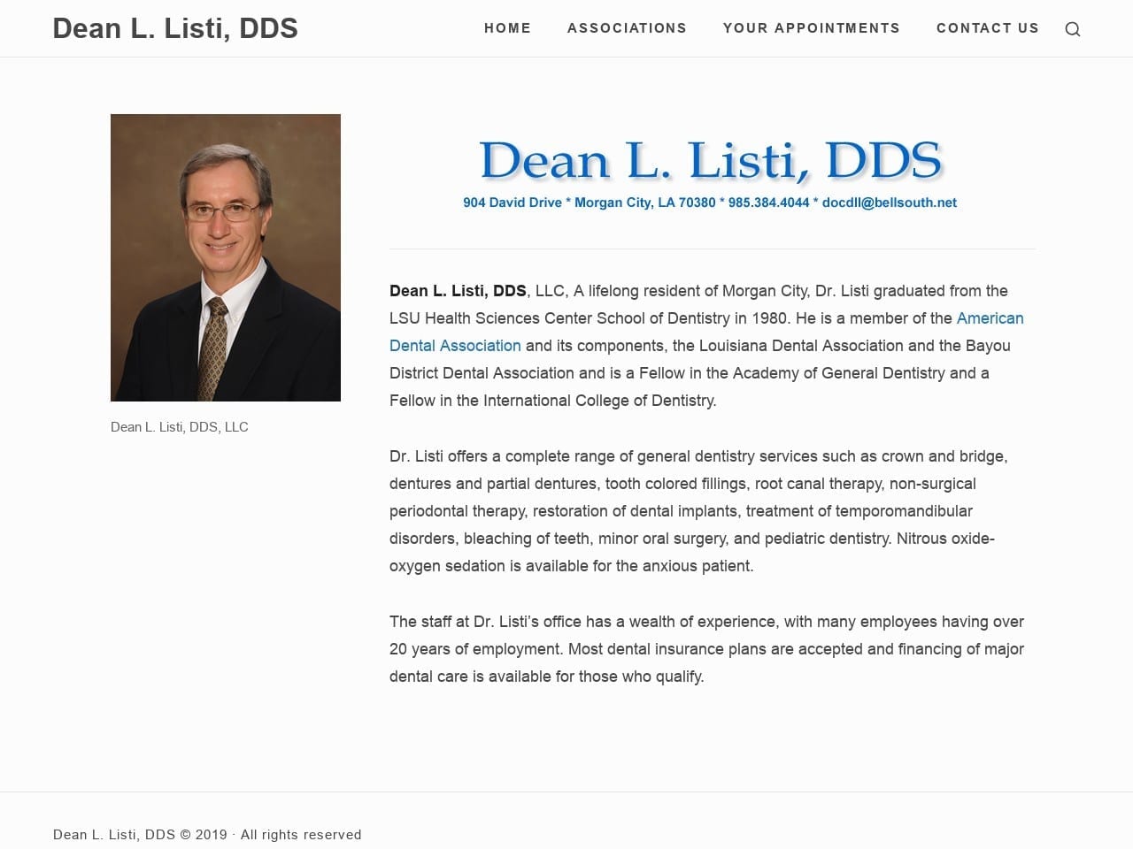 Listi Dean L DDS Website Screenshot from drlisti.com