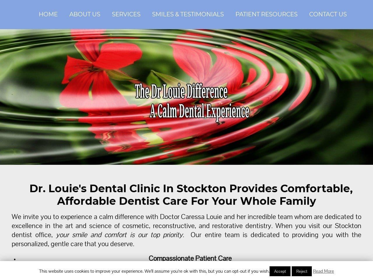Stockton Dental Care Website Screenshot from drlouiestocktondentist.com