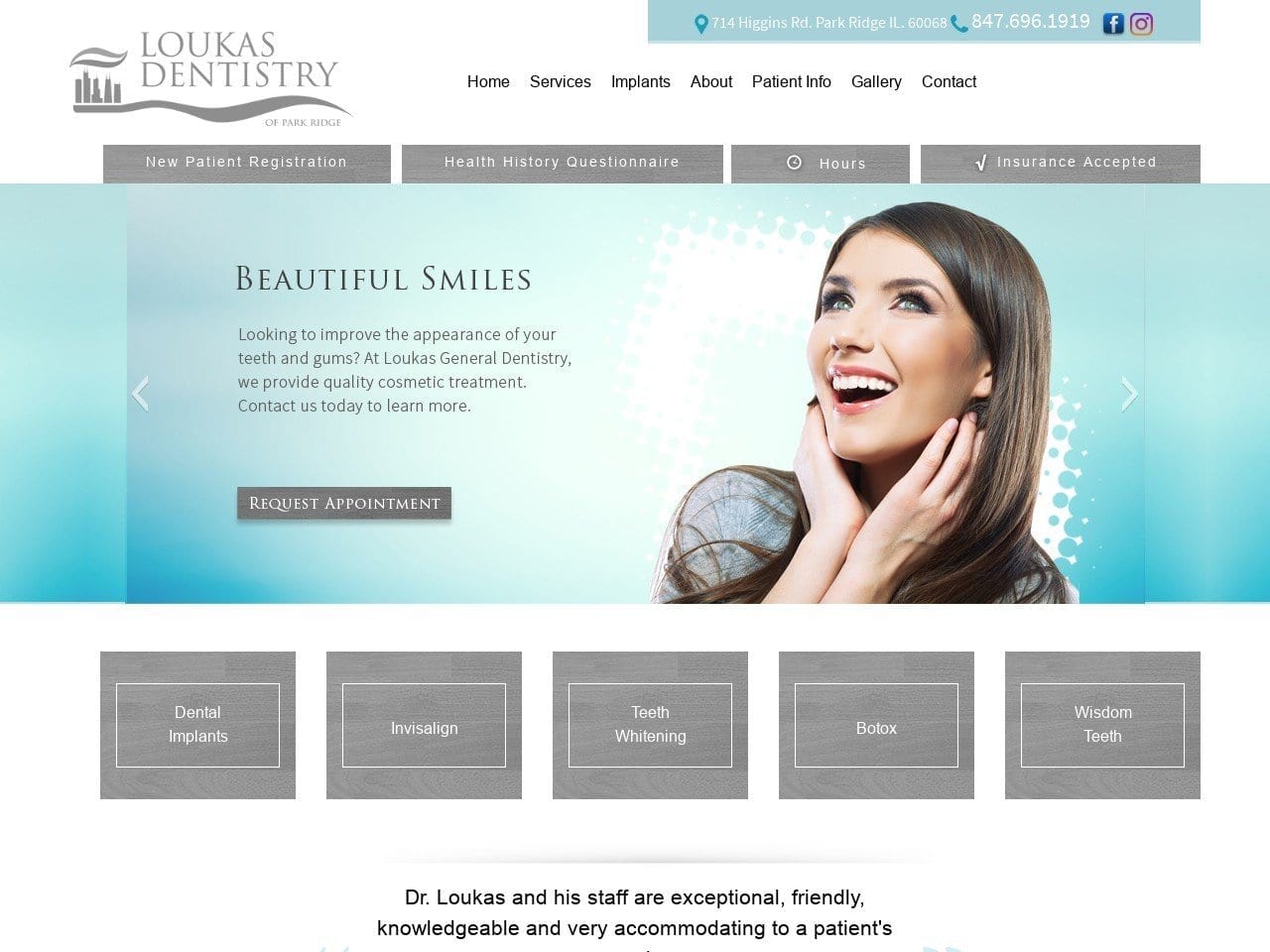 Loukas Dentist Website Screenshot from drloukas.com