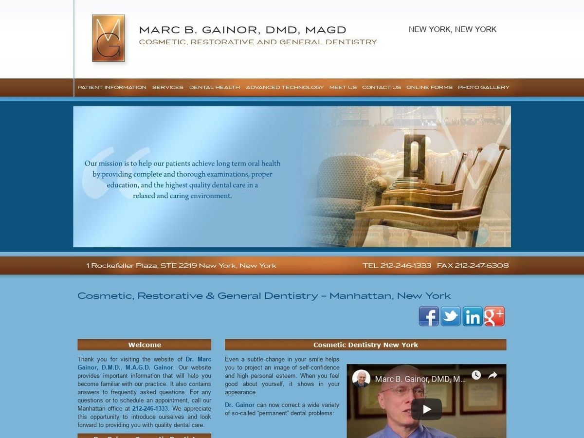 Marc B. Gainor DMD MAGD Website Screenshot from drmarcgainor.com