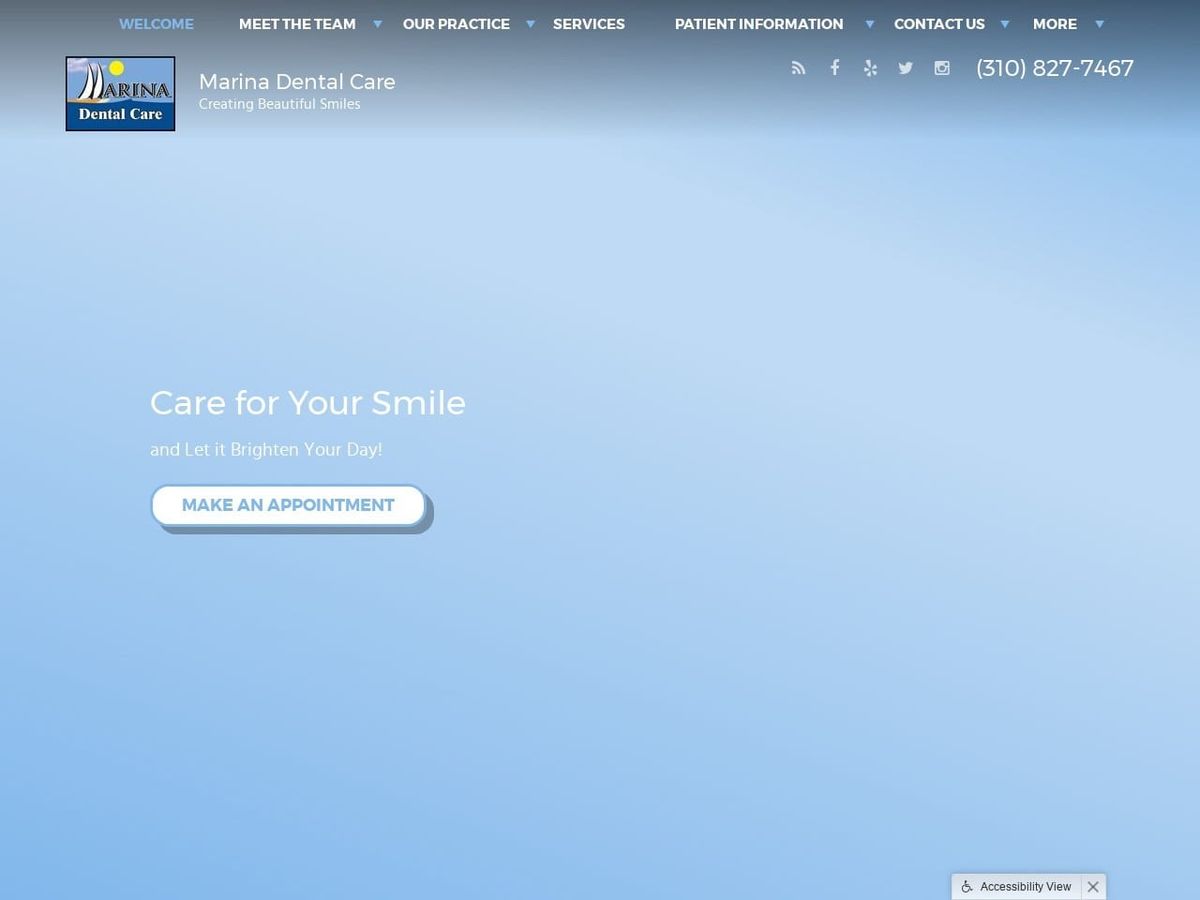 Marina Dental Care Website Screenshot from drmarinarios.com