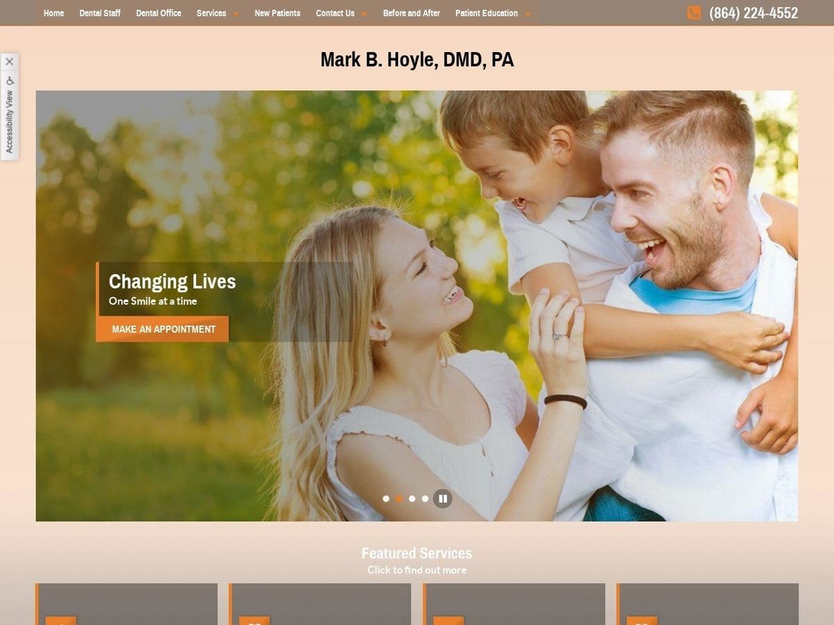 Mark B Hoyle DMD PA Website Screenshot from drmarkhoyle.com