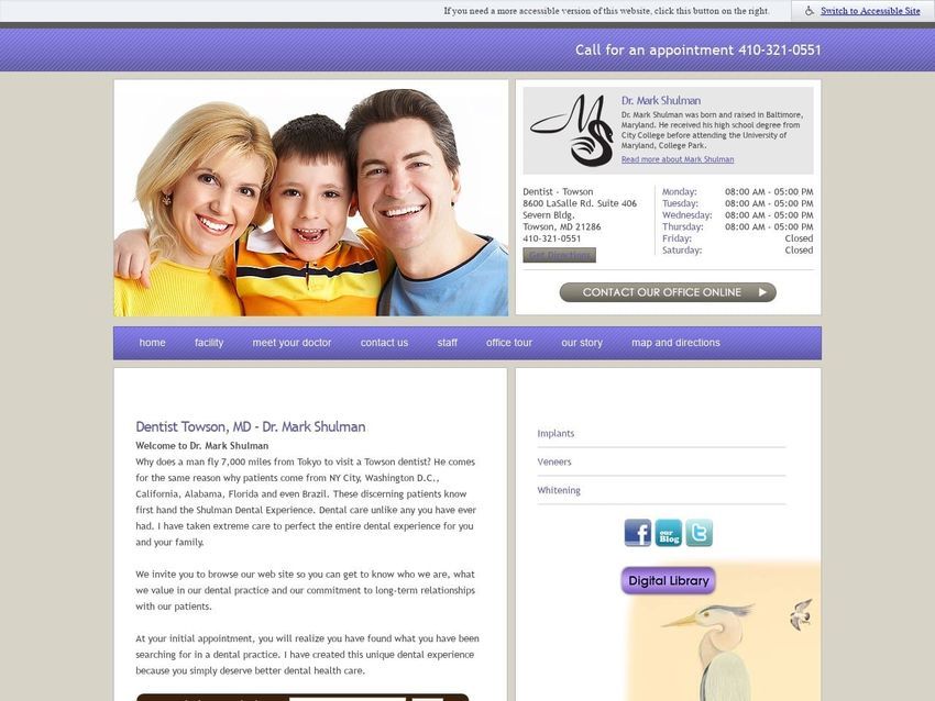 Mark Shulman DDS Website Screenshot from drmarkshulman.com