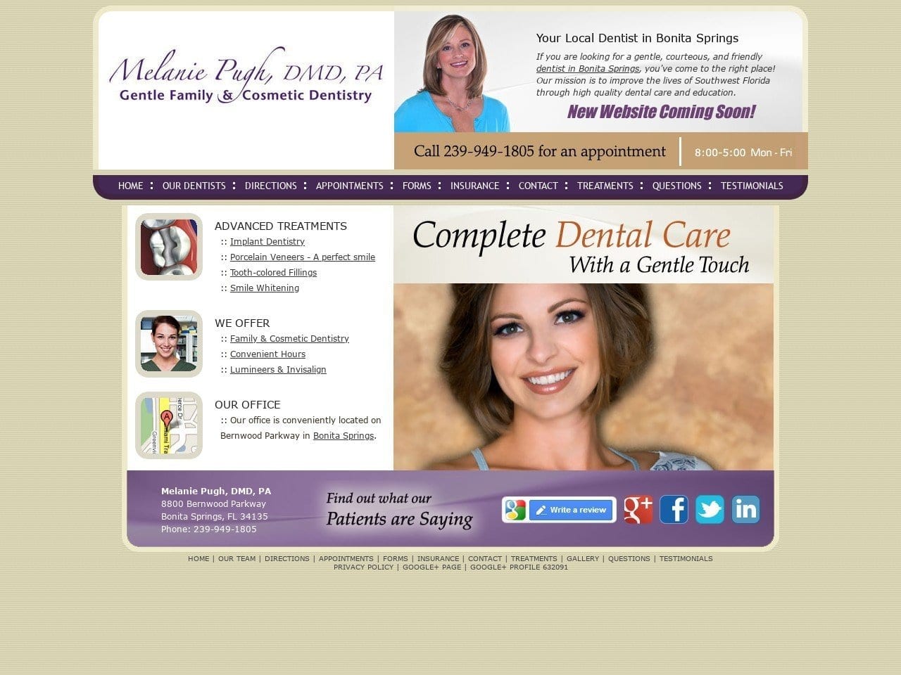 Melanie Pugh DMD PA Website Screenshot from drmelaniepugh.com