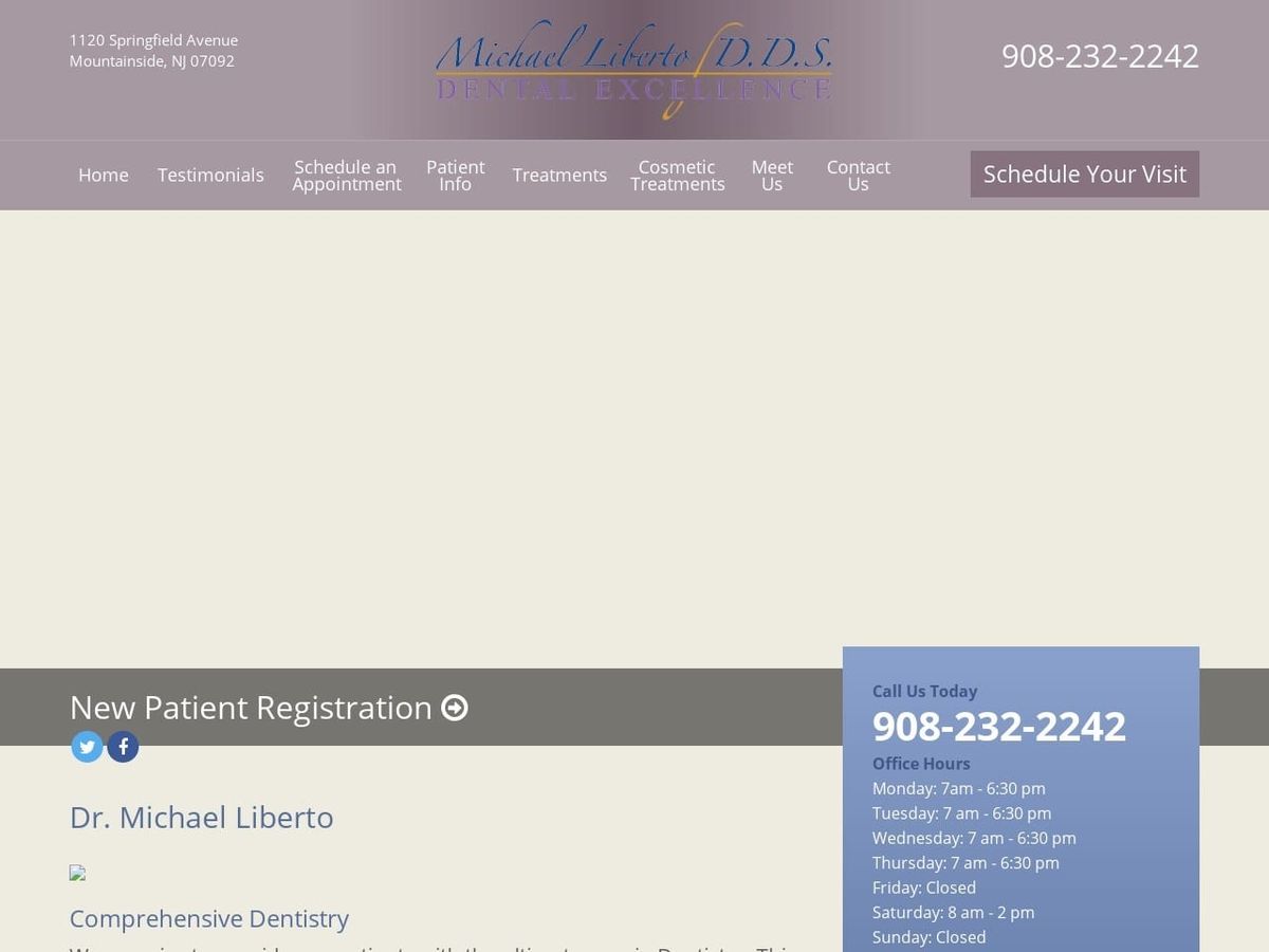 Michael Liberto DDS Website Screenshot from drmichaelliberto.com