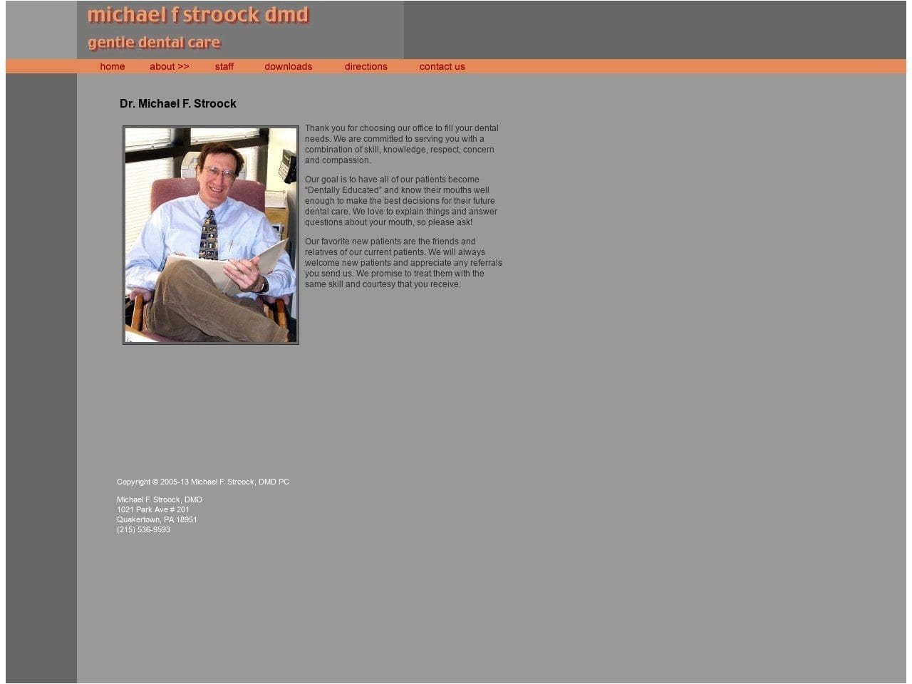 Stroock Michael F DDS Website Screenshot from drmikestroock.com