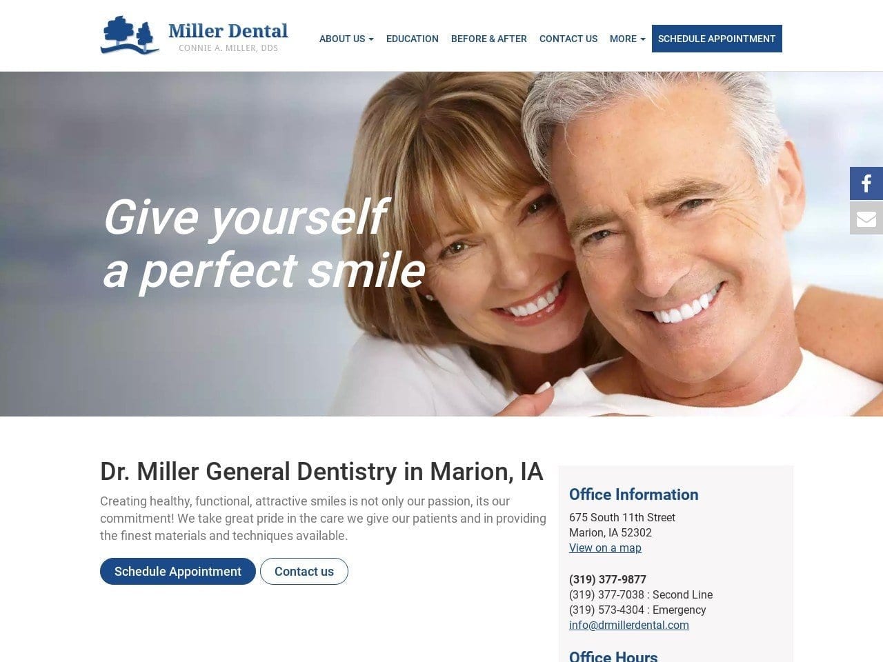 Miller Dental Website Screenshot from drmillerdental.com