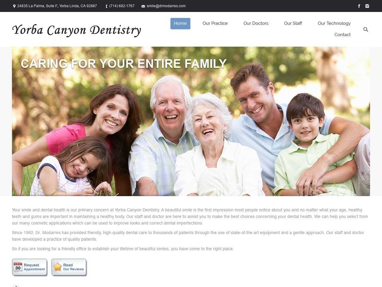 Yorba Canyon Dentistry Website Screenshot from drmodarres.com