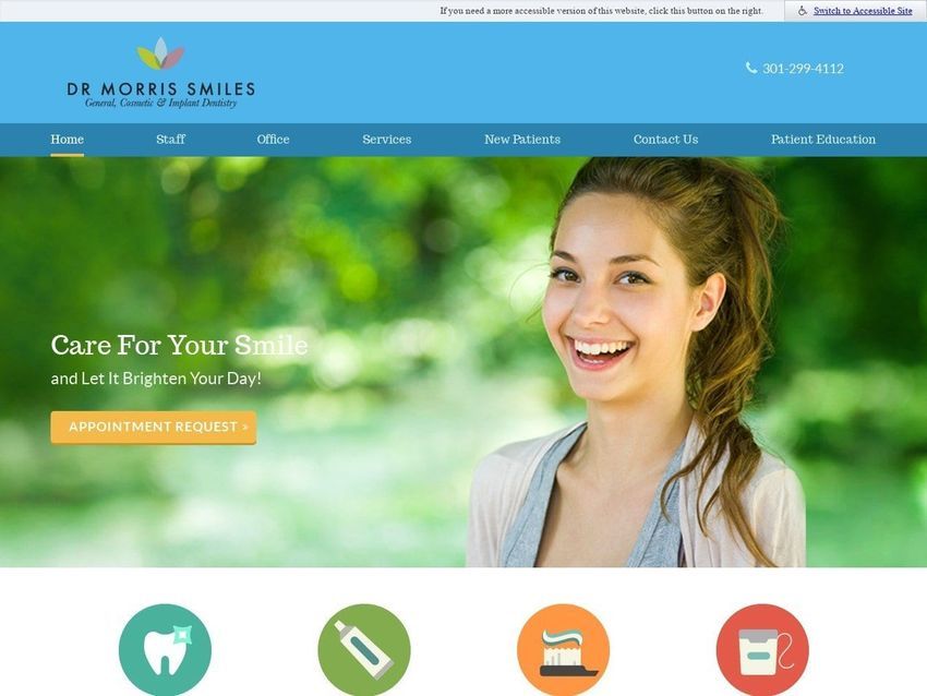 Bethesda Dentist Website Screenshot from drmorrissmiles.com