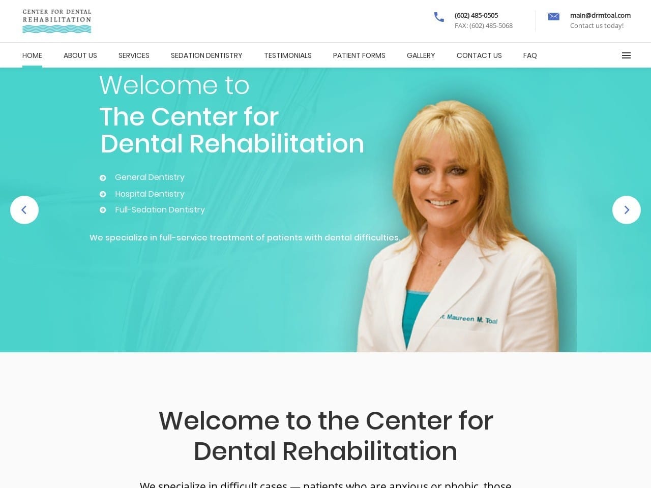 Center for Dental Rehabilitation Website Screenshot from drmtoal.com