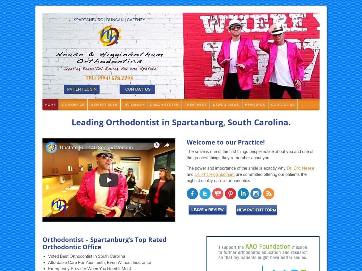 Nease & Higginbotham Orthodontics Website Screenshot from drnease.com