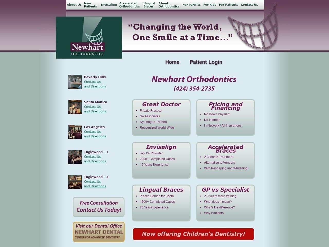 Newhart Orthodontics Website Screenshot from drnewhart.com