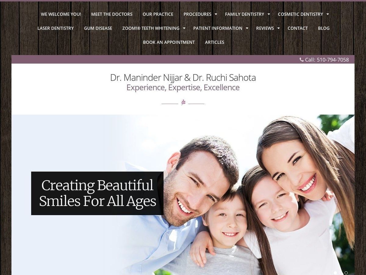 Dr. Maninder Nijjar DDS Website Screenshot from drnijjar.com