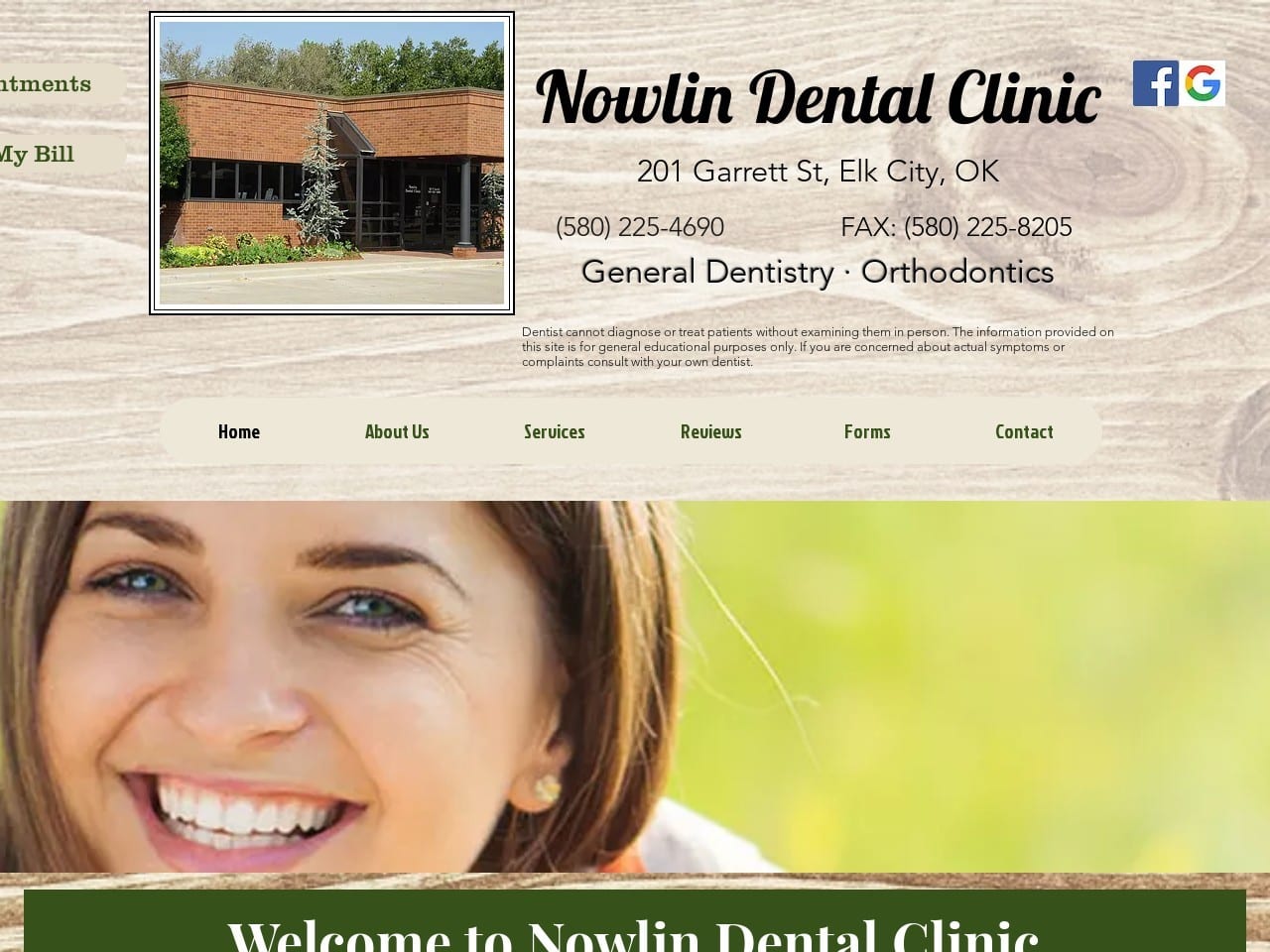 Nowlin Dental Clinic Website Screenshot from drnowlin.com