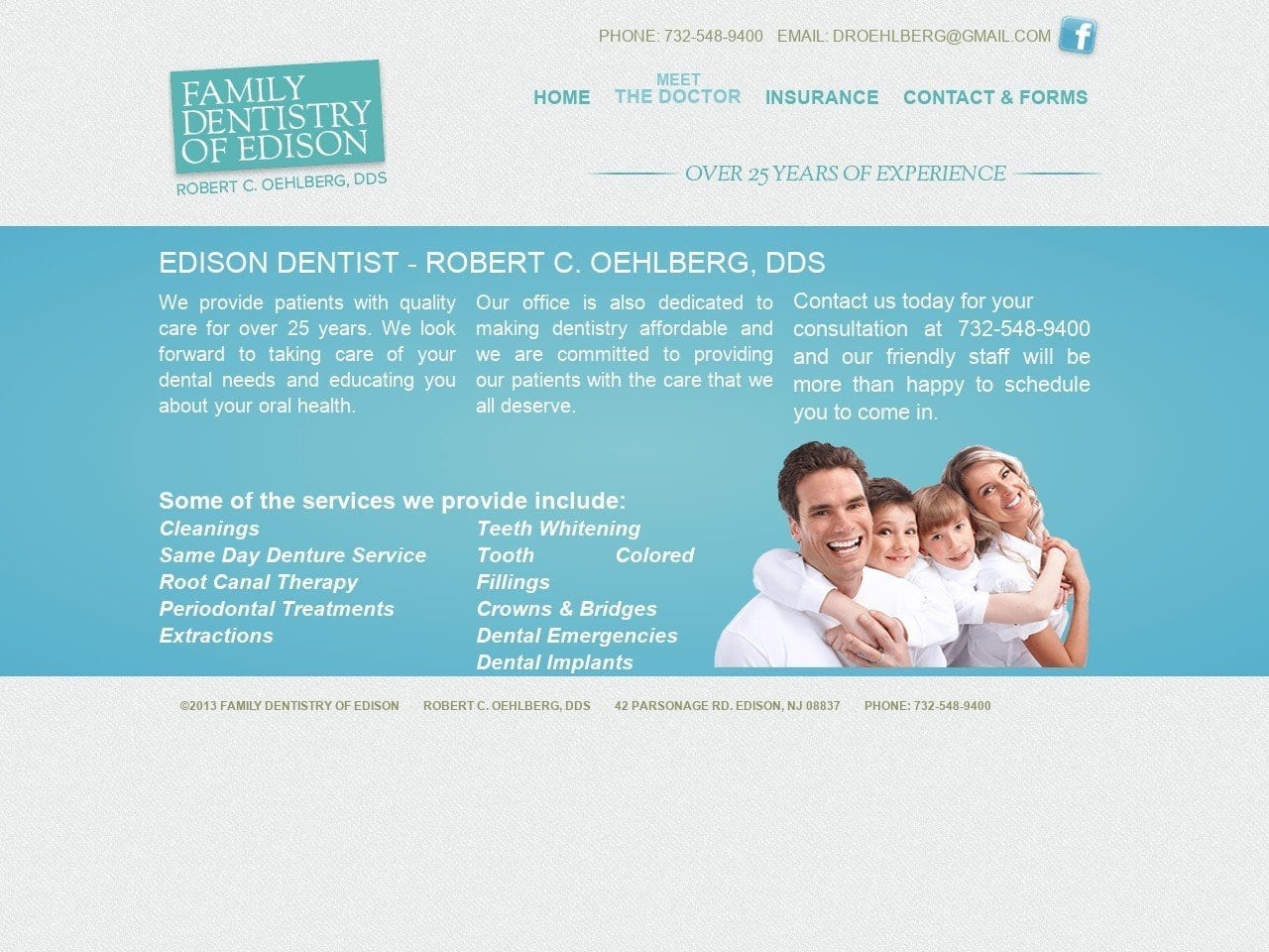 Family Dentistry of Edison Website Screenshot from droehlberg.com