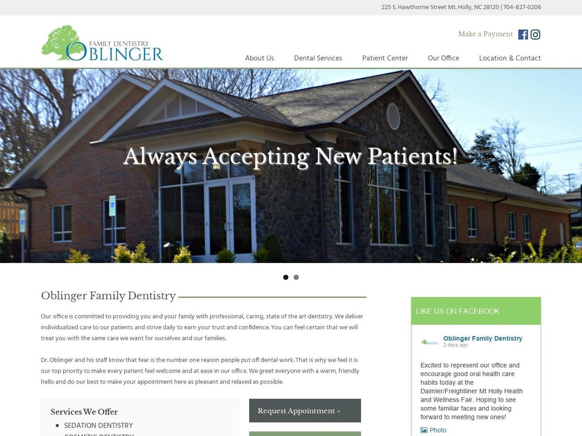 Andrew Oblinger Pa Website Screenshot from drofamilydentist.com