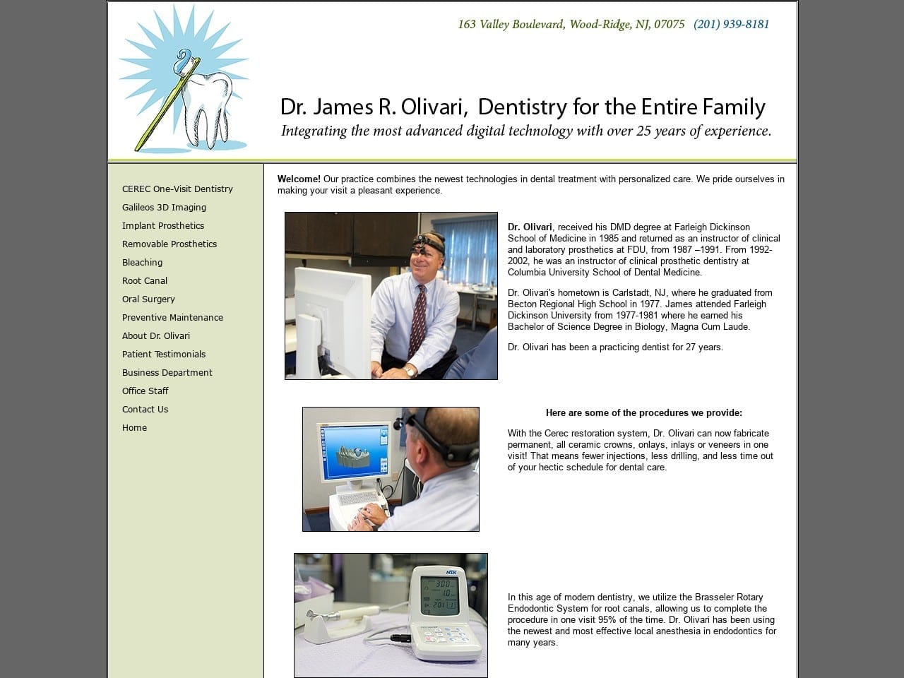 Olivari James R DDS Website Screenshot from drolivari.com