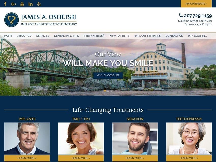 James A. Oshetski Dds General Implant And Sedation Website Screenshot from droshetski.com
