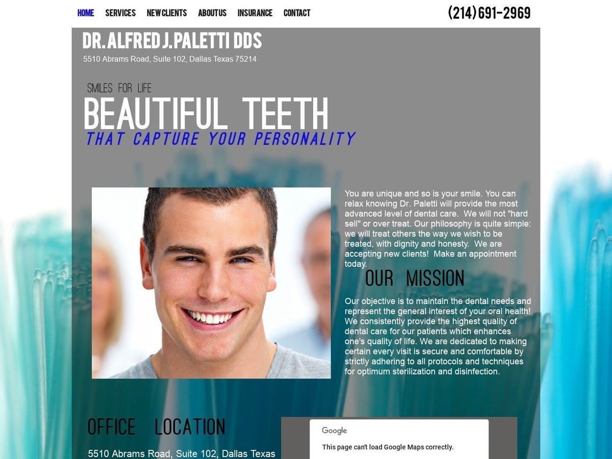 Dr. Alfred Paletti DDS Website Screenshot from drpaletti.com