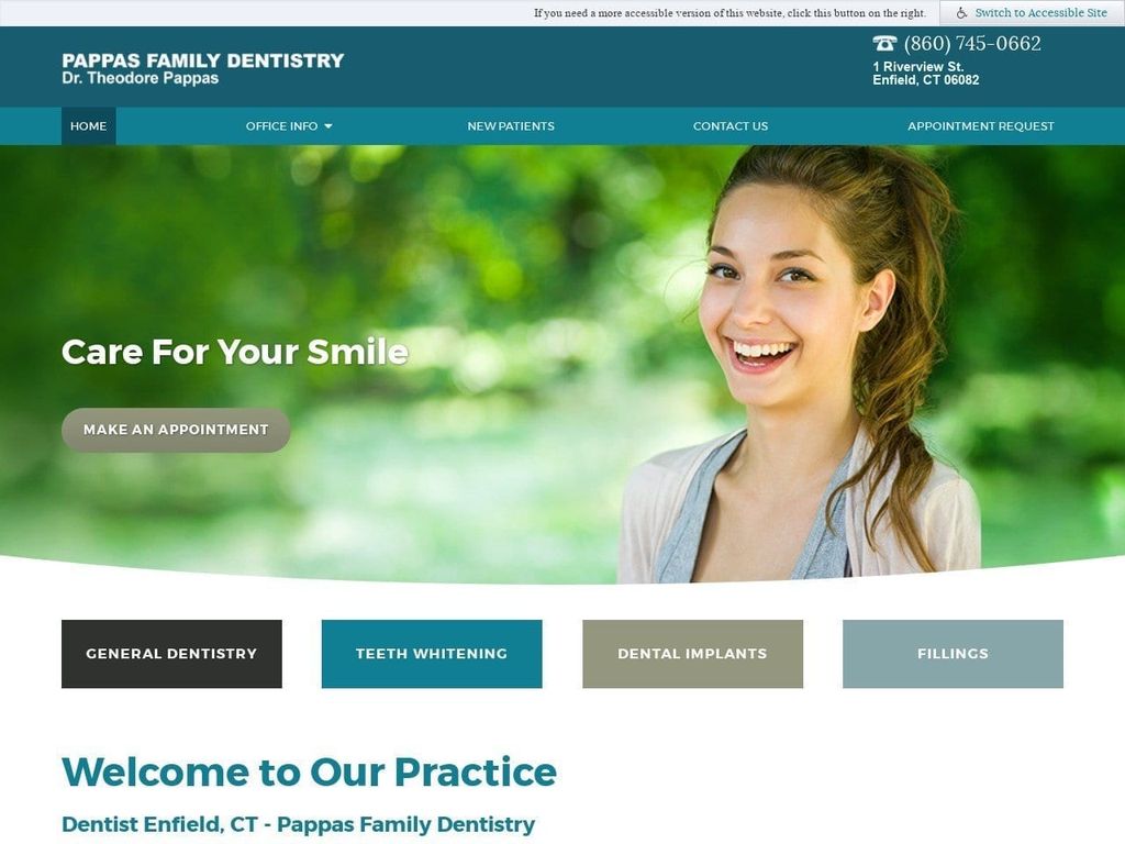 Pappas Family Dentist Website Screenshot from drpappas.com