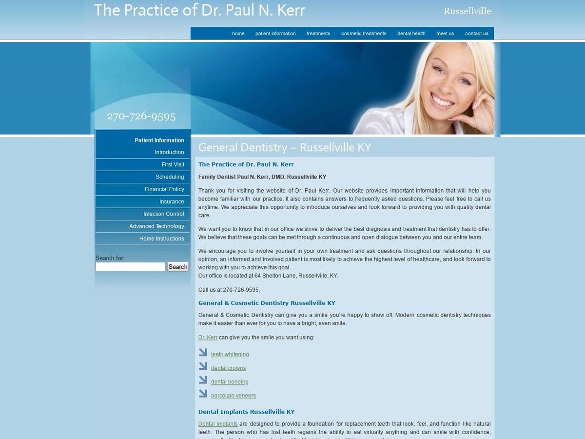 Dr. Paul N. Kerr DMD Website Screenshot from drpaulkerr.com